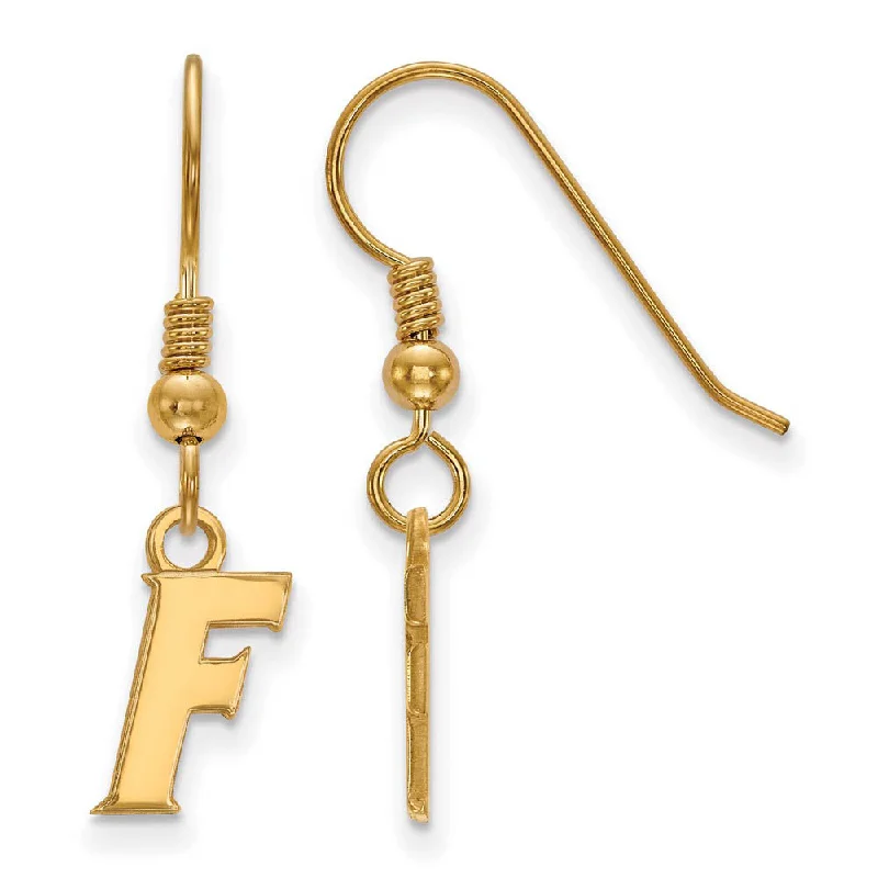 Ladies earrings holiday gifts-14k Gold Plated Silver University of Florida XS (Tiny) Dangle Earrings