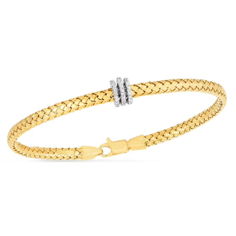 Ladies bracelets hypoallergenic-14K Deco Woven Diamond Bracelet