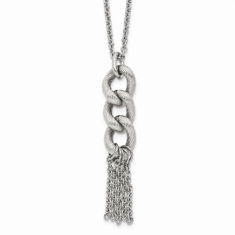 Ladies necklaces elegant sophistication-Stainless Steel Oval Chain with 2in ext. Necklace