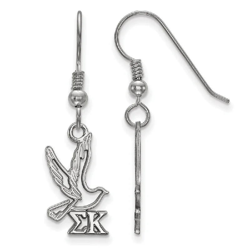 Ladies earrings gift ideas-Sterling Silver Sigma Kappa Small Dangle Earrings