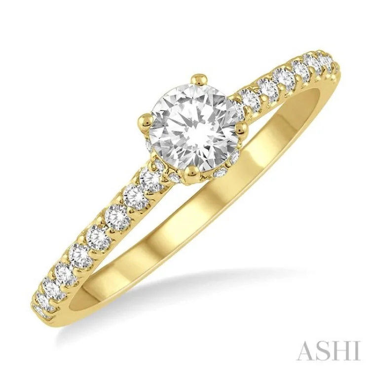 Ladies engagement rings gold styles-1/4 Ctw Semi-Mount Diamond Engagement Ring in 14K Yellow Gold