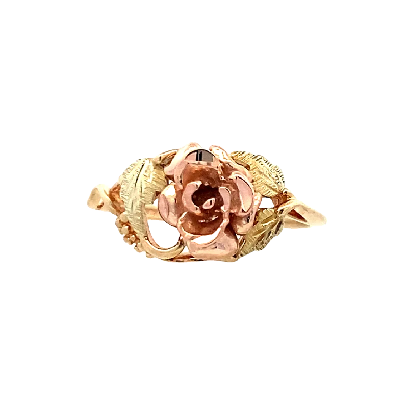 Ladies ring 925 silver-Estate Floral Ring in Three-Tone Gold