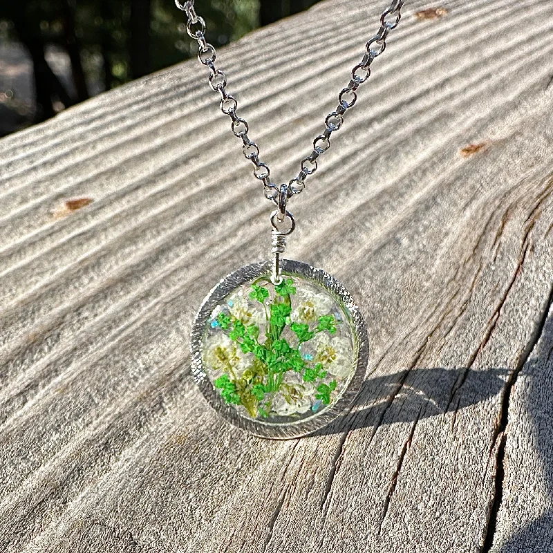 Ladies necklaces white gold-Green Botanical Garden Necklace - BG 206