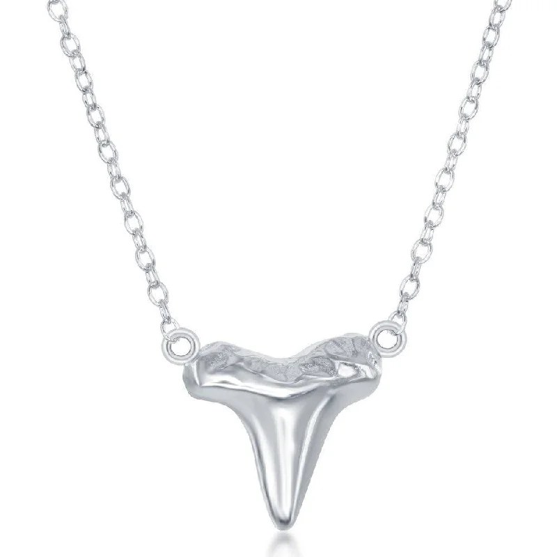 Ladies necklaces e-commerce finds-Sterling Silver Shark Tooth Design Necklace