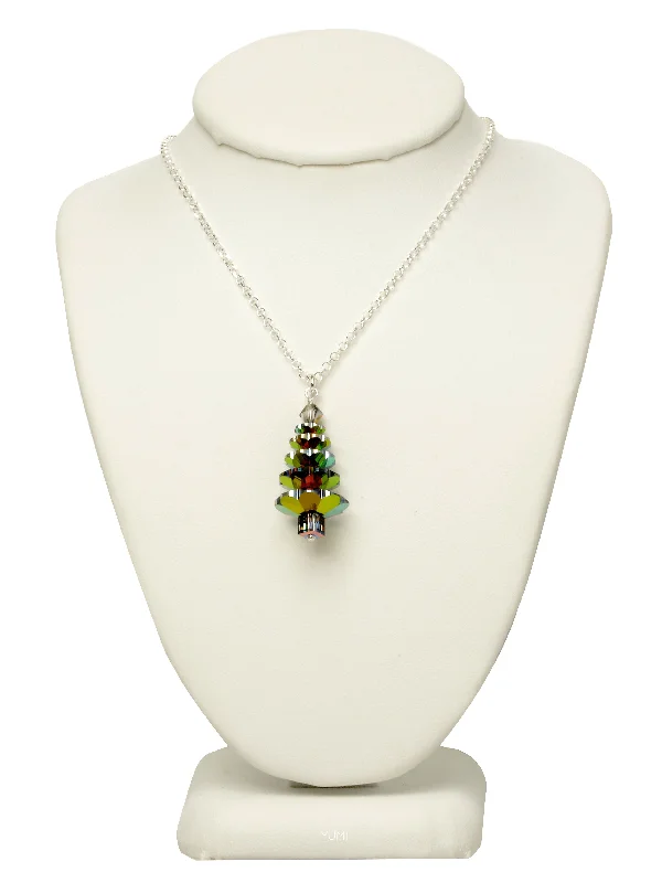 Ladies necklaces gold designs-Evergreen Crystal Tree Necklace - LARGE