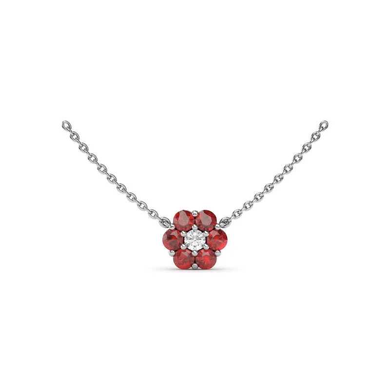 Ladies necklaces mature elegance-Magnolia Ruby and Diamond Necklace N5032R