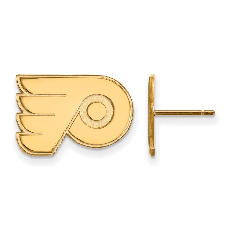 Ladies earrings rose gold-14k Yellow Gold NHL Philadelphia Flyers Small Post Earrings