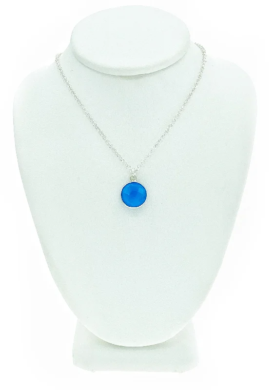 Ladies necklaces casual vibes-Blue Chalcedony Gemstone Necklace