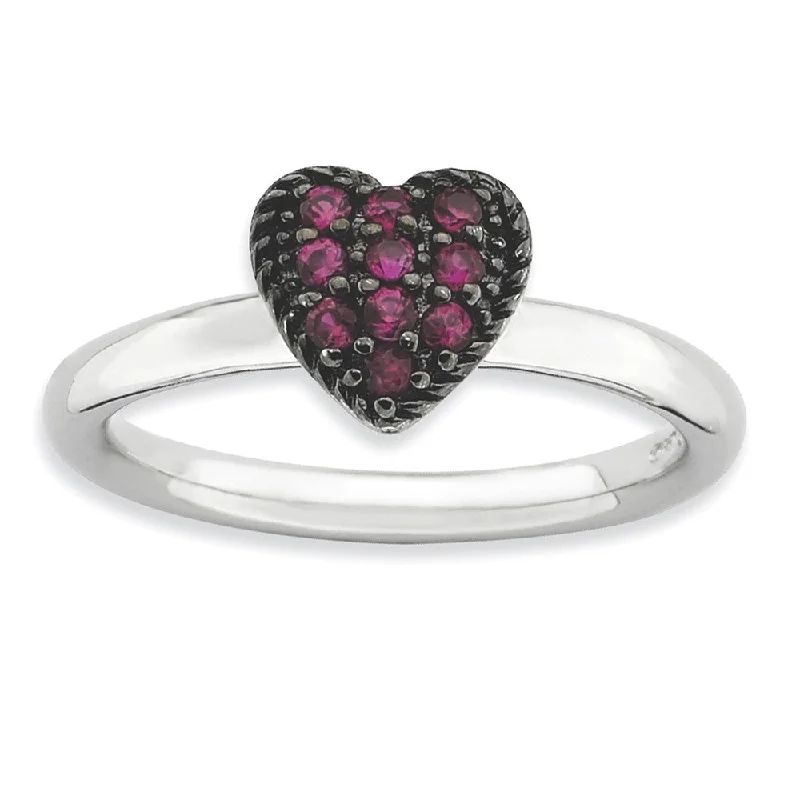 Ladies ring customer reviews-Sterling Silver Stackable .40 Ctw Created Ruby Heart Ring