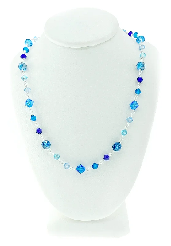 Ladies necklaces trending styles-Sea of Blue Crystal Necklace