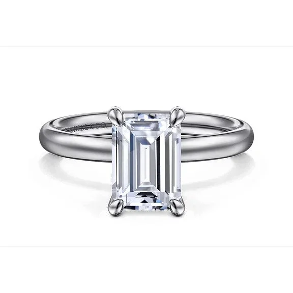 Ladies engagement rings limited editions-Unite - 14K White Gold Emerald Cut Solitaire Diamond Engagement Ring (Setting Only)