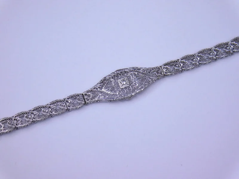 Ladies bracelets holiday specials-14K ART DECO DIAMOND BRACELET