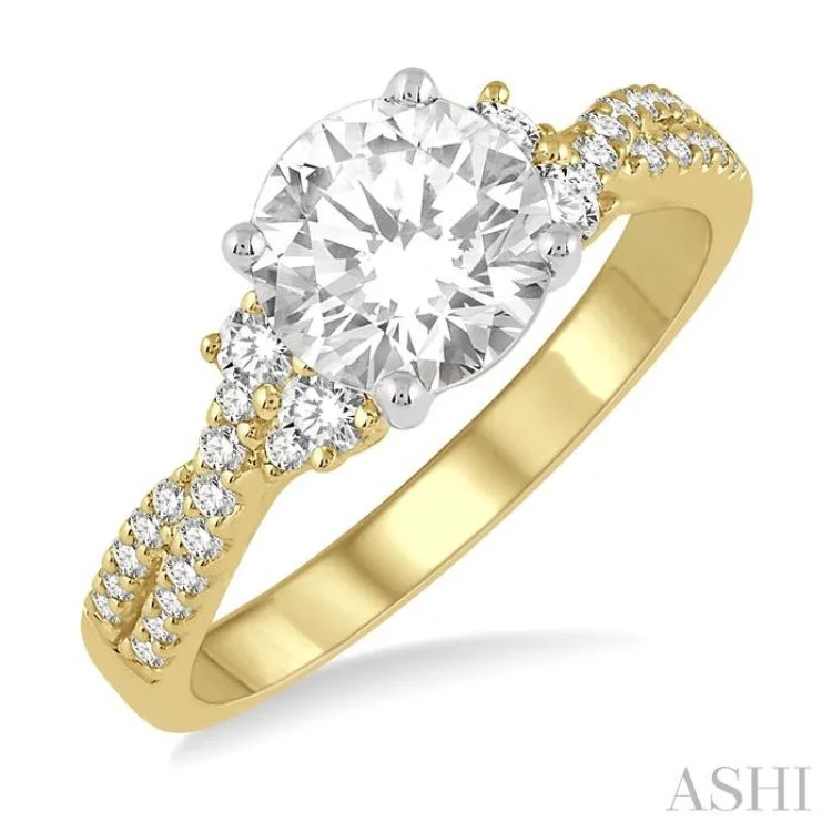 Ladies engagement rings best brands-1/3 Ctw Intercrossed Semi-Mount Round Cut Diamond Engagement Ring in 14K Yellow and White Gold