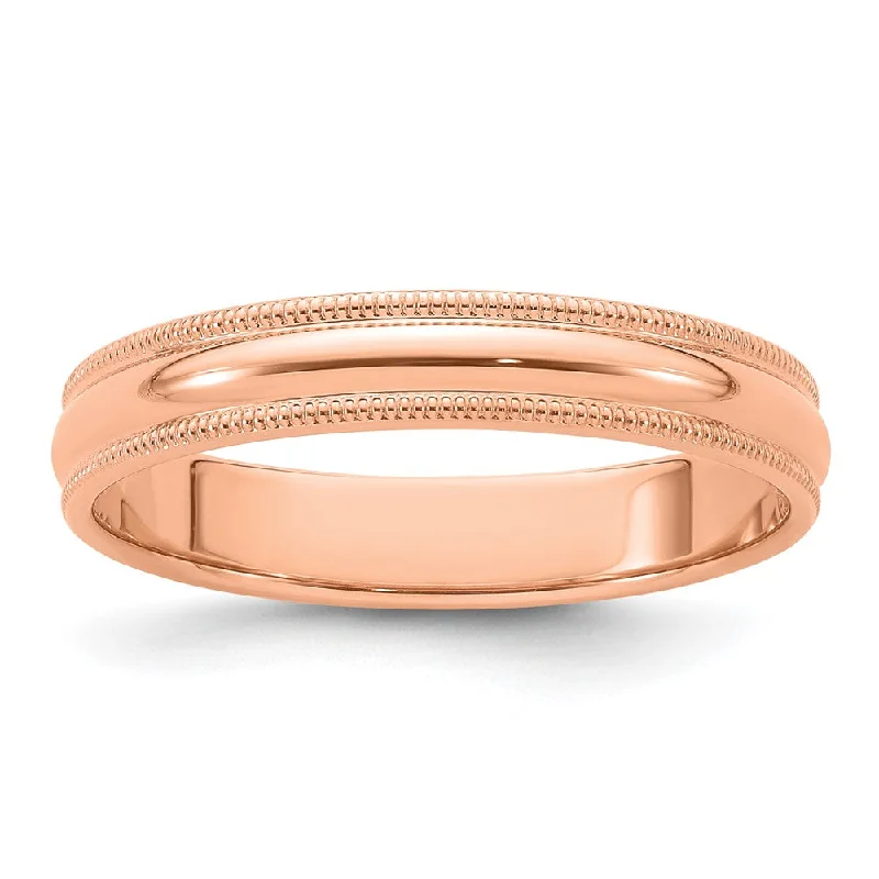 Ladies ring office style-4mm 14K Rose, White, or Yellow Gold Half Round Milgrain Standard Band