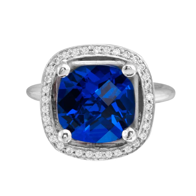 Ladies engagement rings natural gems-Sapphire and Diamond Halo Engagement Ring Setting