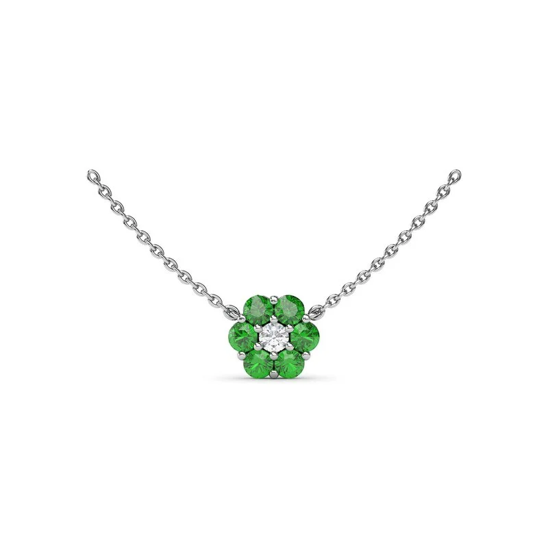 Ladies necklaces gothic appeal-Magnolia Emerald and Diamond Necklace N5032E