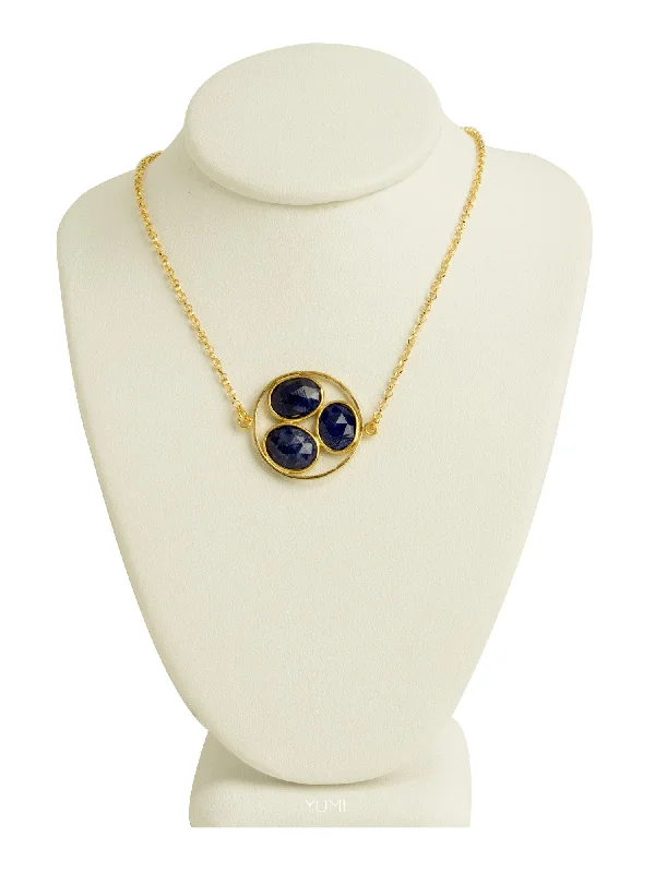 Ladies necklaces youthful charm-Blue Lapis Cluster Necklace