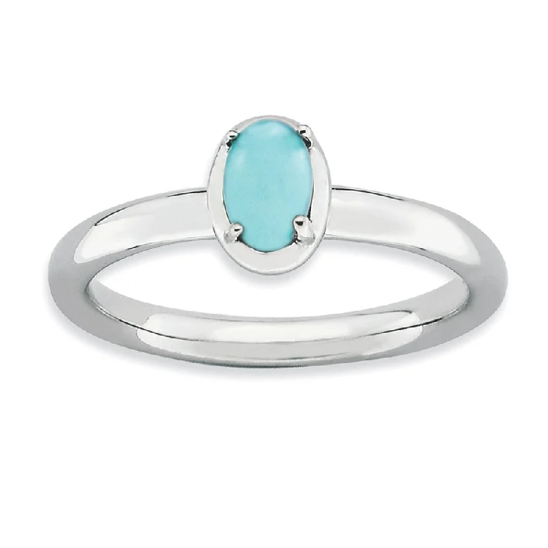 Ladies ring sentimental value-Sterling Silver Stackable Turquoise Ring