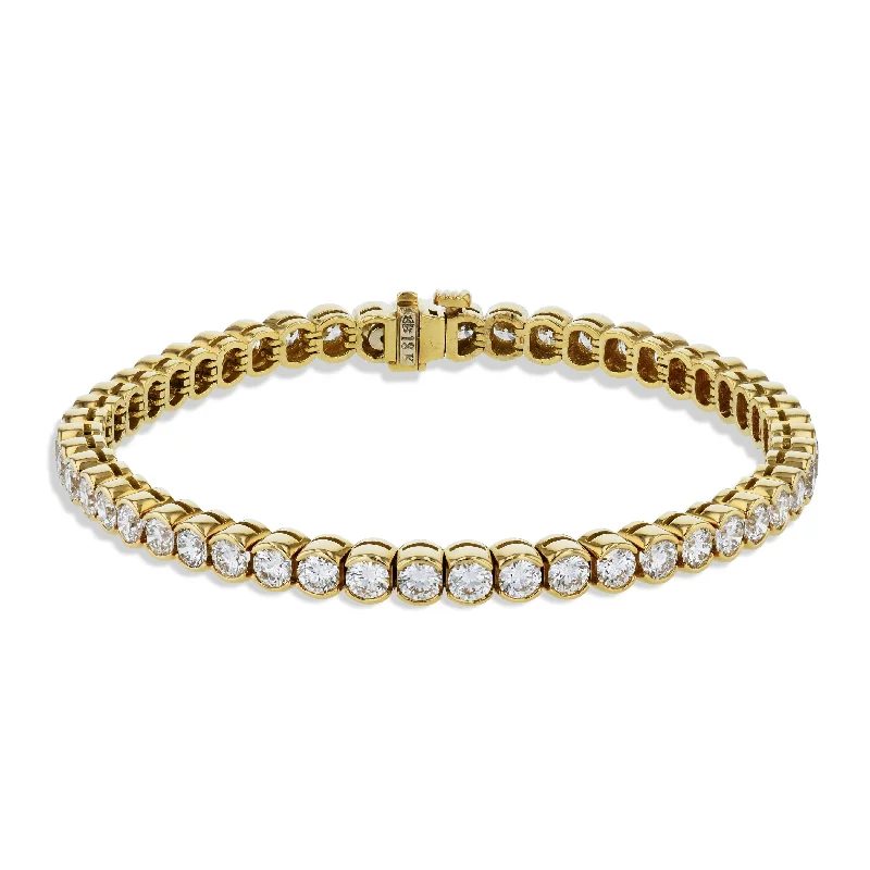 Ladies bracelets Christmas styles-Diamond Yellow Gold Tennis Bracelet