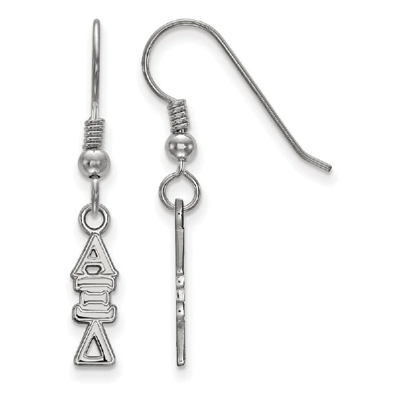 Ladies earrings creative designs-Sterling Silver Small Alpha Xi Delta Dangle Earrings