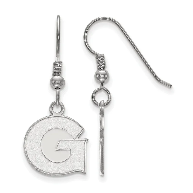 Ladies earrings boho chic-Sterling Silver Georgetown University Small Dangle Earrings