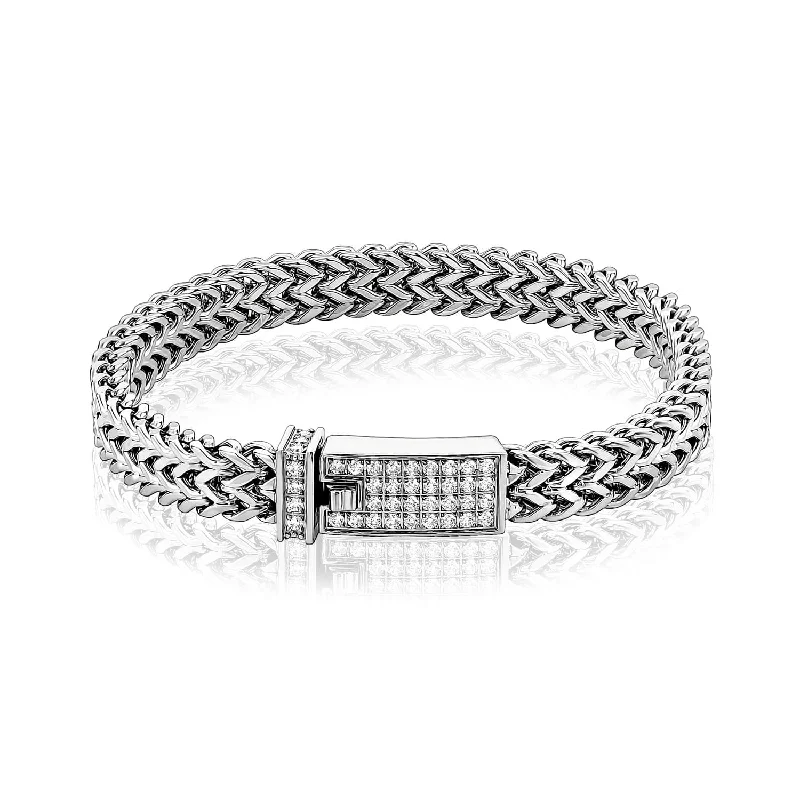 Ladies bracelets Valentine’s Day-A.R.Z Men's  Steel Double Franco Link 8.5" Bracelet