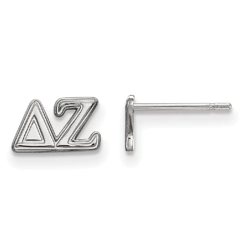 Ladies earrings Valentine’s Day-Sterling Silver Delta Zeta XS Greek Post Earrings