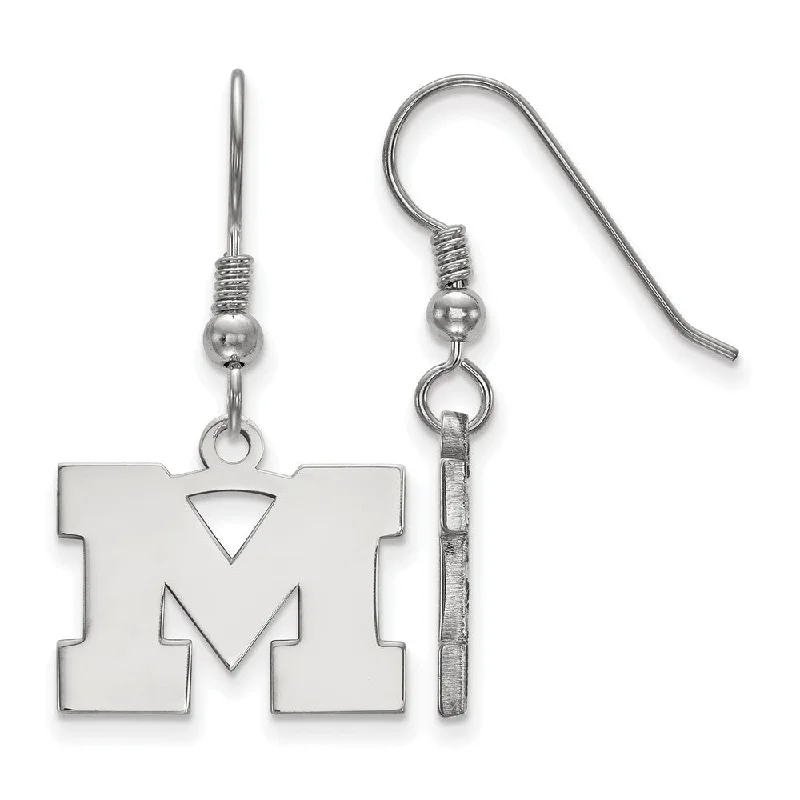 Ladies earrings girlfriend gifts-Sterling Silver Michigan (Univ of) Small Dangle Earrings