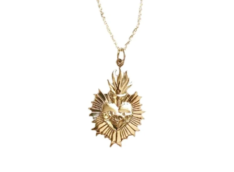 Ladies necklaces girlfriend surprise-Sacred Heart Gold Necklace