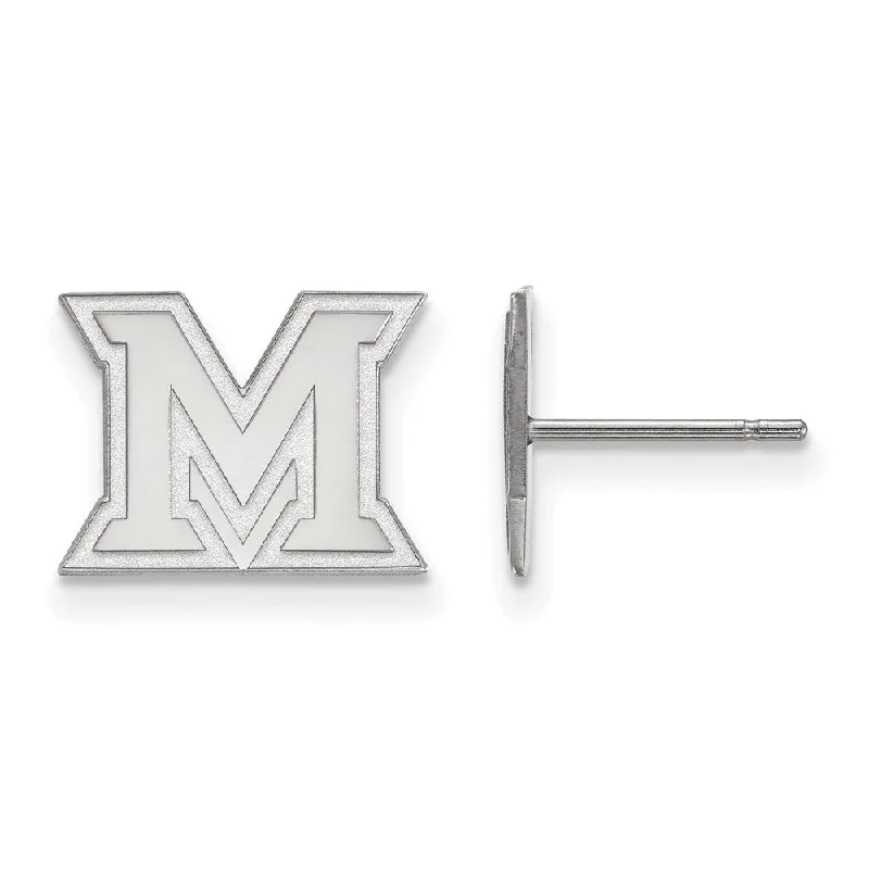 Ladies earrings gold-plated-14k White Gold Miami University XS (Tiny) Initial M Post Earrings