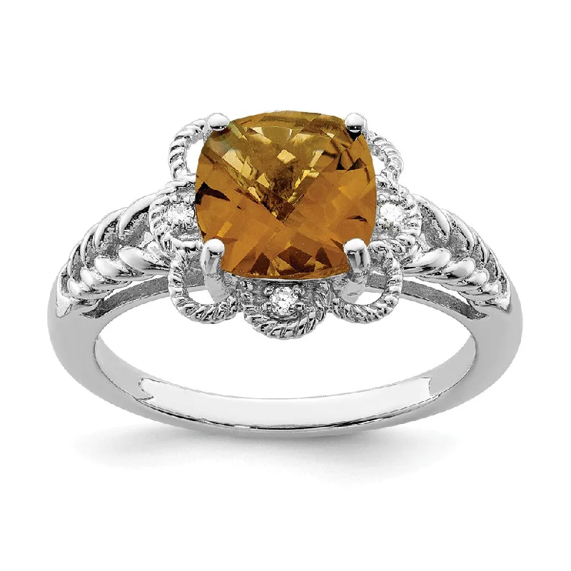 Ladies ring customer reviews-Whiskey Quartz & .04 Ctw Diamond Scalloped Sterling Silver Ring