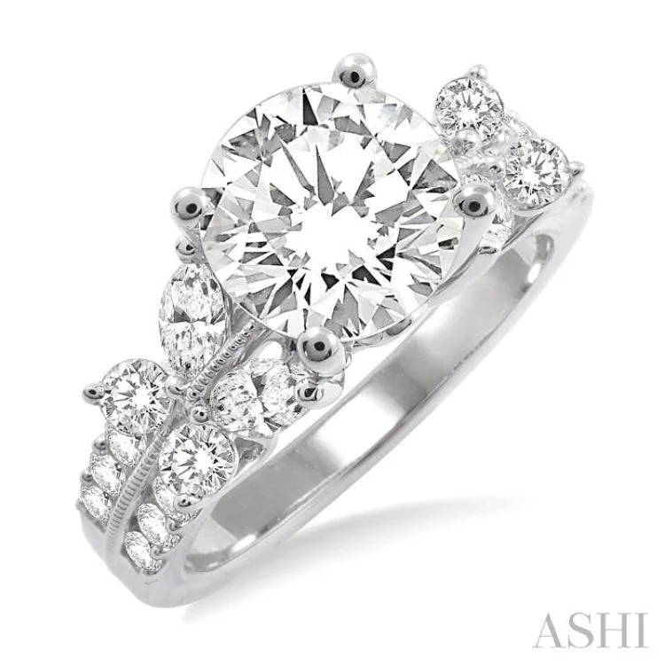 Ladies engagement rings limited editions-1 Ctw Diamond Semi-Mount Engagement Ring in 14K White Gold