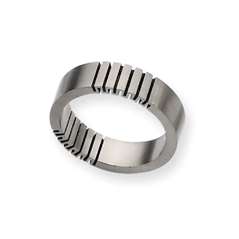 Ladies ring girlfriend gift-Titanium, Black Accent, 6mm Ring