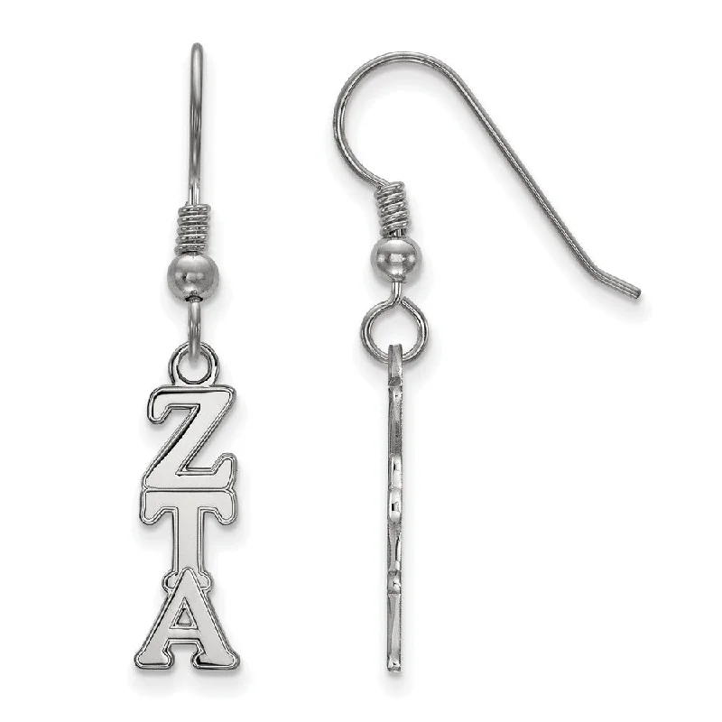 Ladies earrings retail stores-Sterling Silver Small Zeta Tau Alpha Dangle Earrings