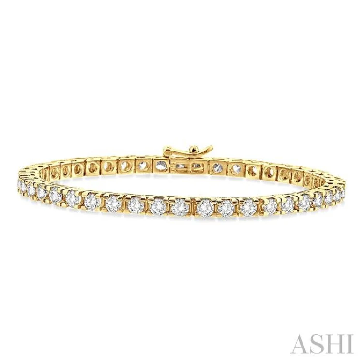 Ladies bracelets anniversary choice-6 Ctw Square Shape Round Cut Diamond Tennis Bracelet in 14K Yellow Gold