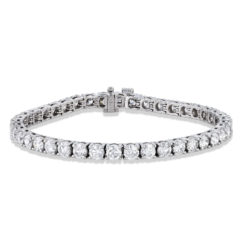 Ladies bracelets white gold-Round Brilliant 9.56ct Diamond White Gold Tennis Bracelet