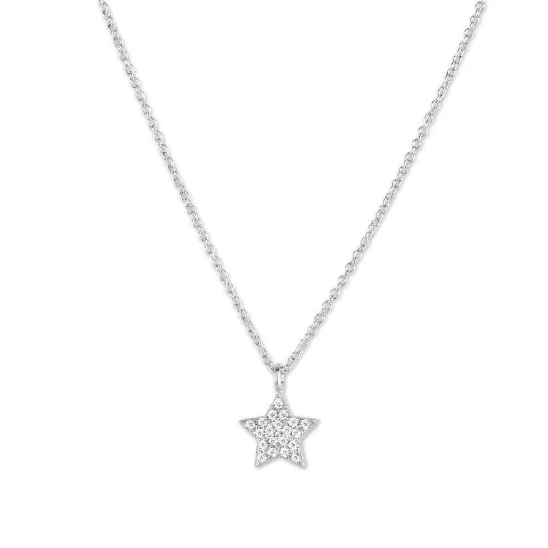 Ladies necklaces luxury labels-Sterling Silver Small Micro Pave Star Necklace