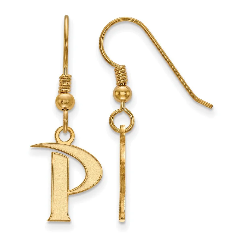 Ladies earrings personalized-14k Gold Plated Silver Pepperdine University Dangle Earrings