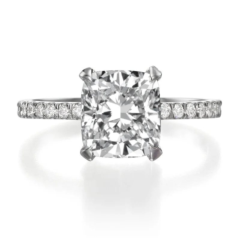 Ladies engagement rings viral designs-2.61 ct Cushion Cut Diamond Engagement Ring