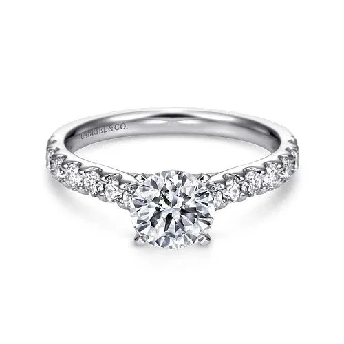 Ladies engagement rings titanium options-14K White Gold Round Diamond Engagement Ring