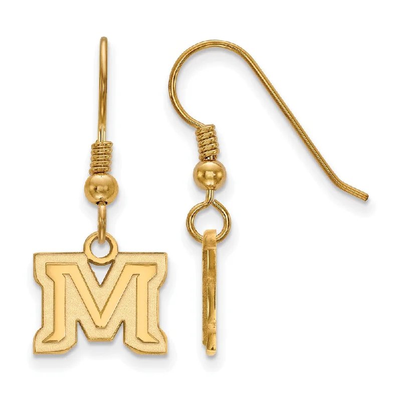 Ladies earrings European flair-14k Gold Plated Silver Montana State University Dangle Earrings