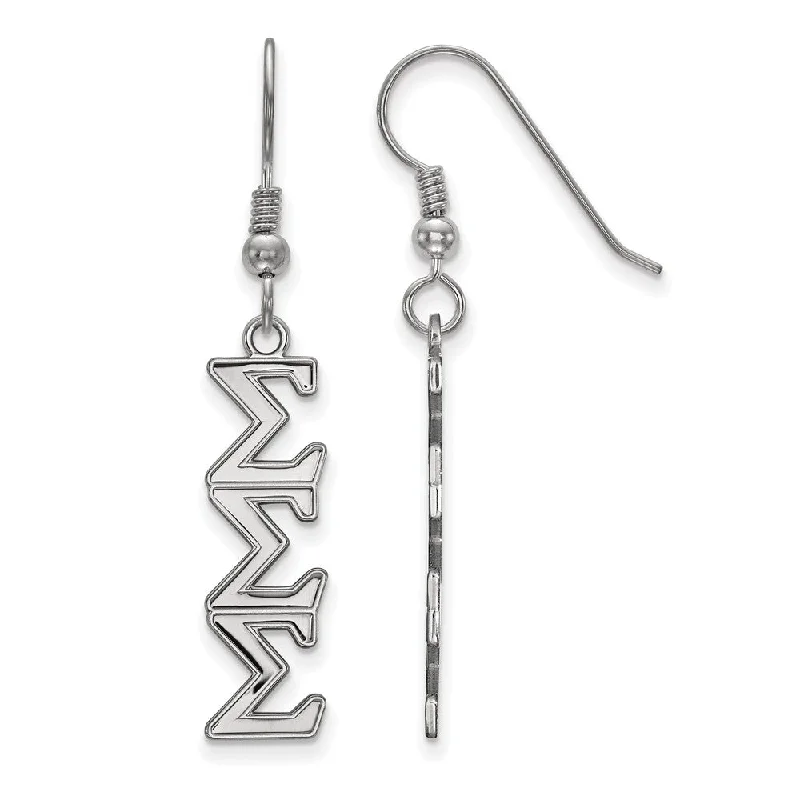 Ladies earrings luxury brands-Sterling Silver Sigma Sigma Sigma Dangle Medium Earrings