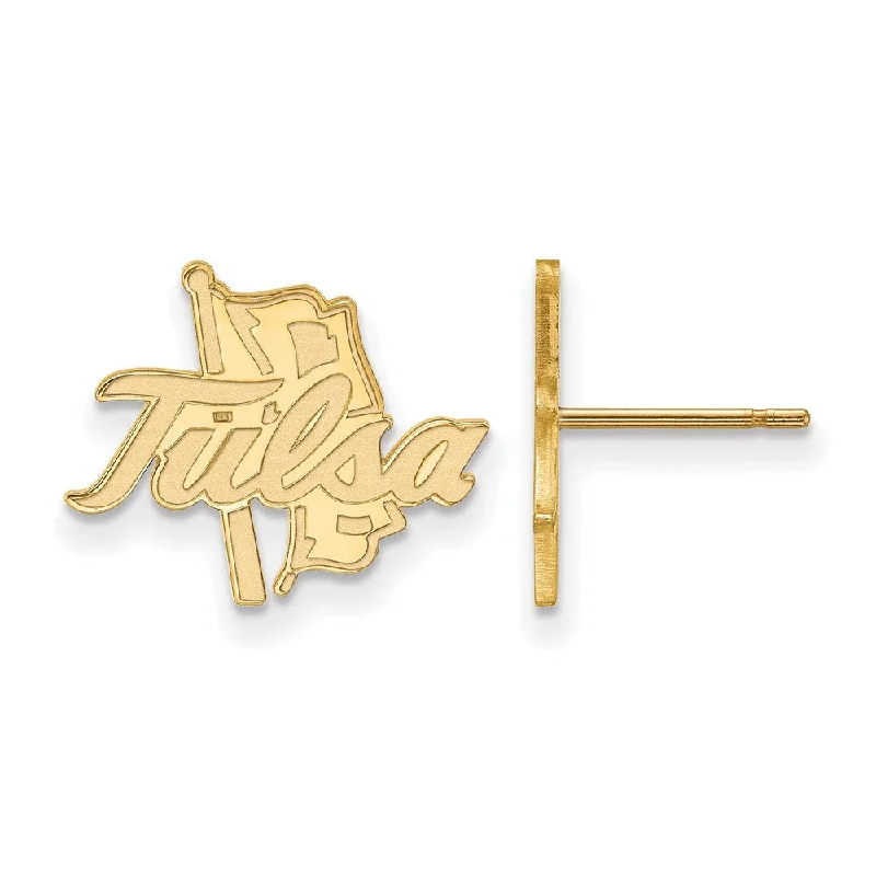 Ladies earrings bridal jewelry-14k Gold Plated Silver The University of Tulsa Post Earrings