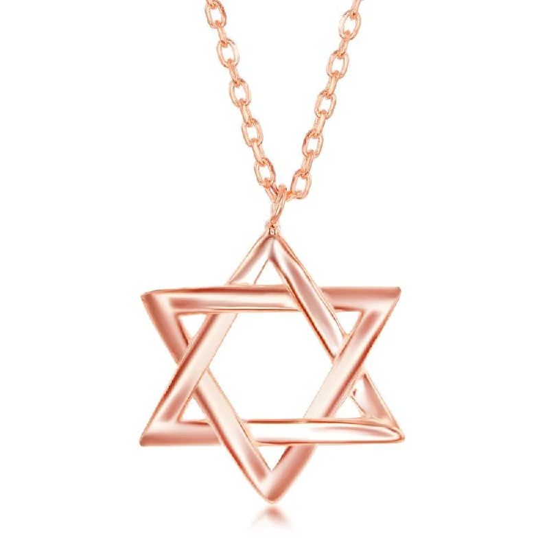 Ladies necklaces Valentine’s pick-Sterling Silver Star of David Necklace - Rose Gold Plated