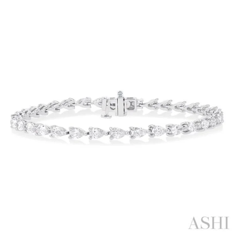 Ladies bracelets girlfriend picks-4 ctw East West Pear Cut Diamond Fashion Tennis Bracelet in 14K White Gold