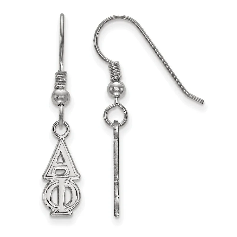 Ladies earrings international brands-Sterling Silver Small Alpha Phi Dangle Earrings