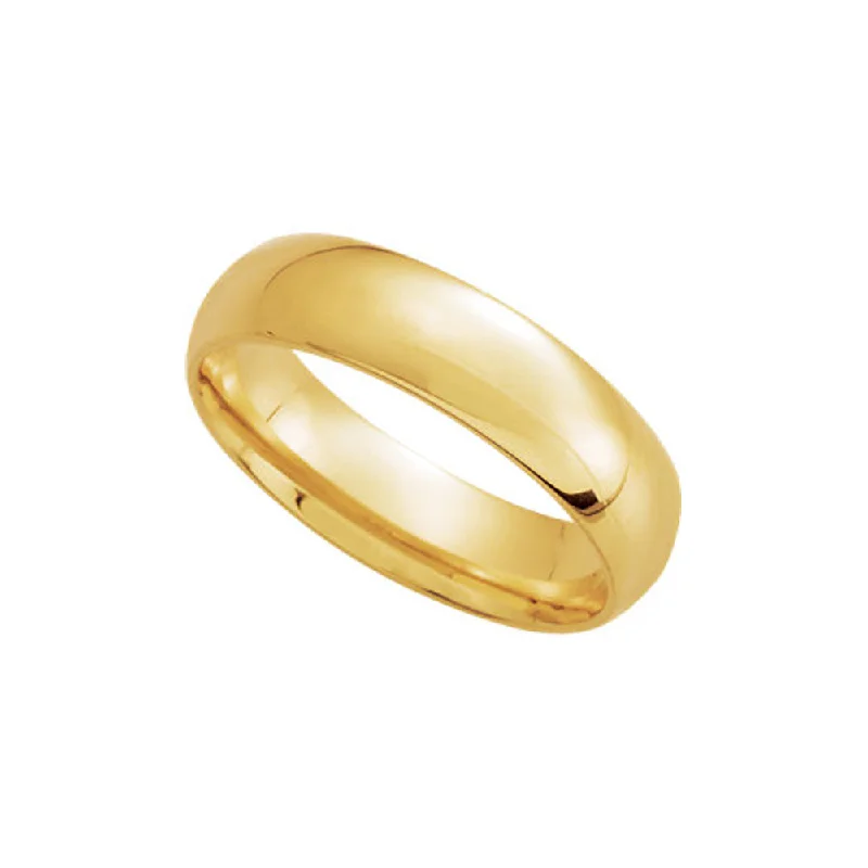 Ladies ring handmade crafts-5mm Light Domed Comfort Fit Wedding Band in 14k Yellow Gold