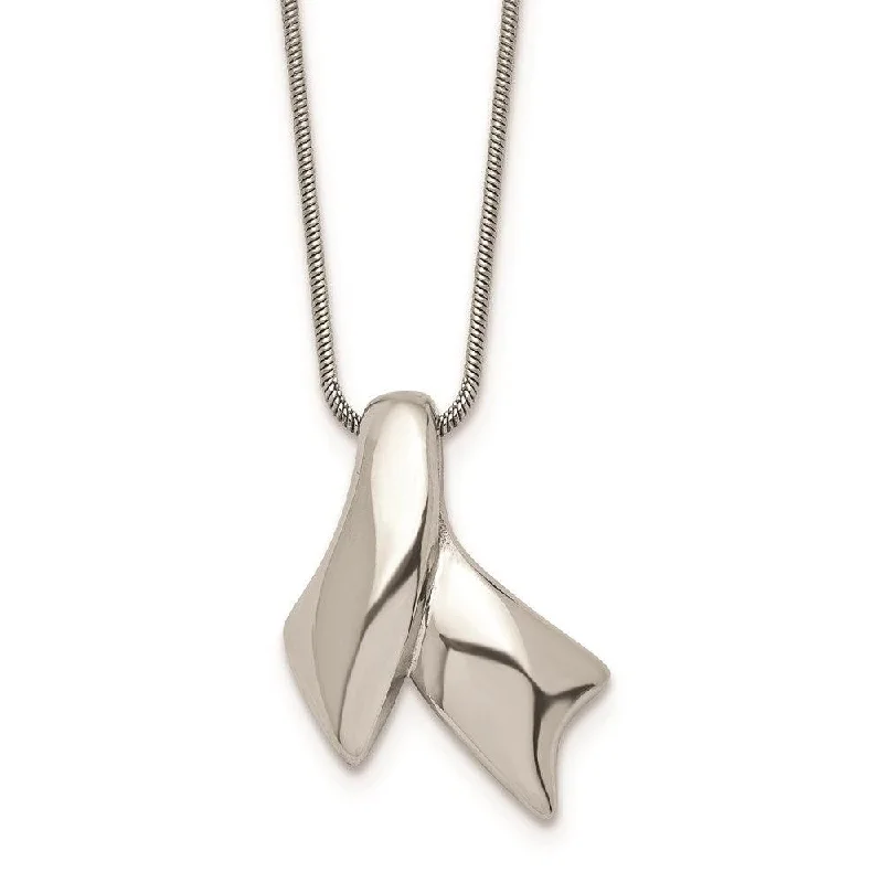 Ladies necklaces heart pendants-Stainless Steel Polished Awareness Pendant Necklace