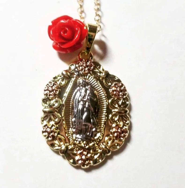 Ladies necklaces trending styles-Virgen de Guadalupe Charm Necklace