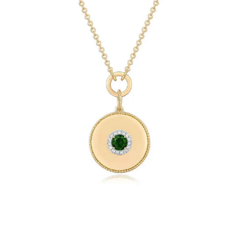 Ladies necklaces choker style-BROOKLYN PERIDOT STONE DISC NECKLACE